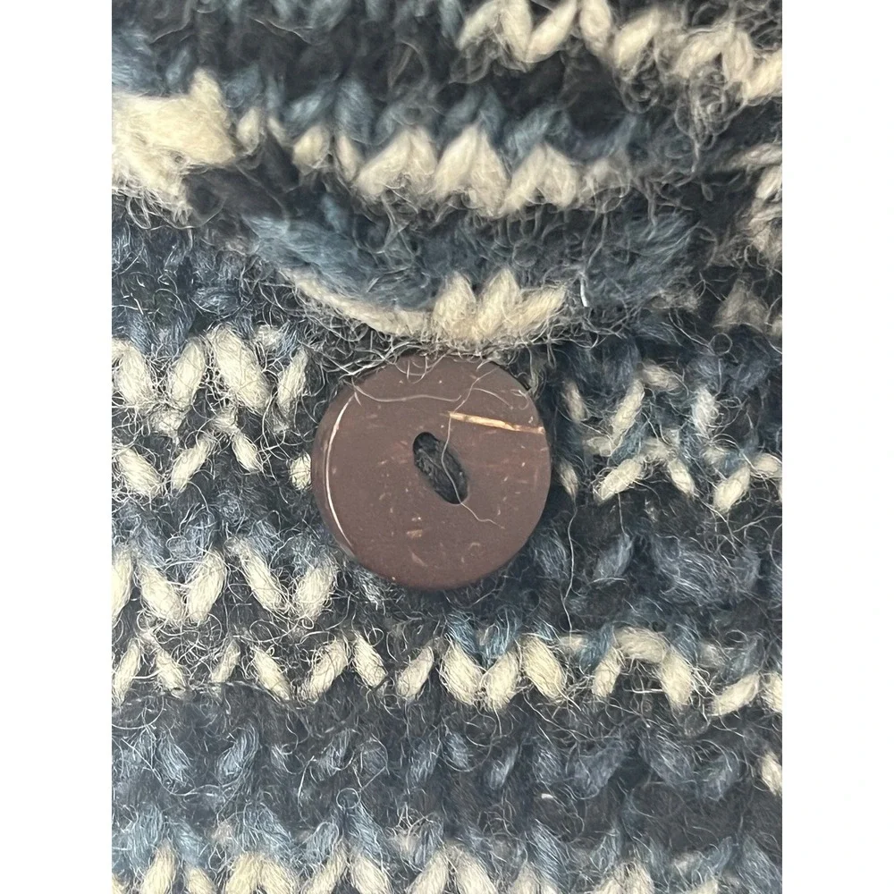 Wool Blue Marled Knit Convertible Flip Top Mittens Fleece‎ Lined Glittens